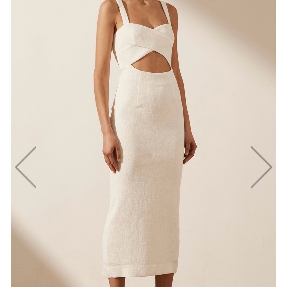 Shona Joy White Midi Dress